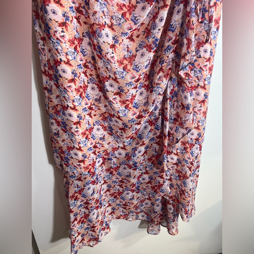 NWT Laundry By:Shelli Segal Women's Asymmetric Floral Ruffle Midi-Dress Size:16 - Picture 6 of 16
